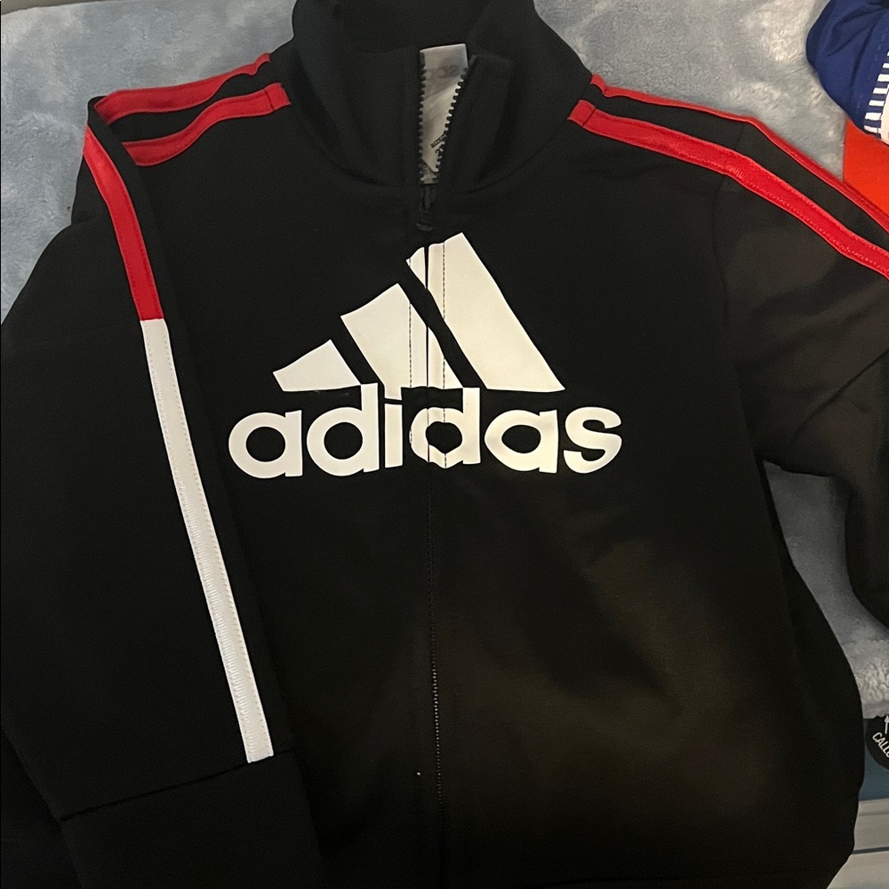 Adidas Black Jacket with Red and White Accents